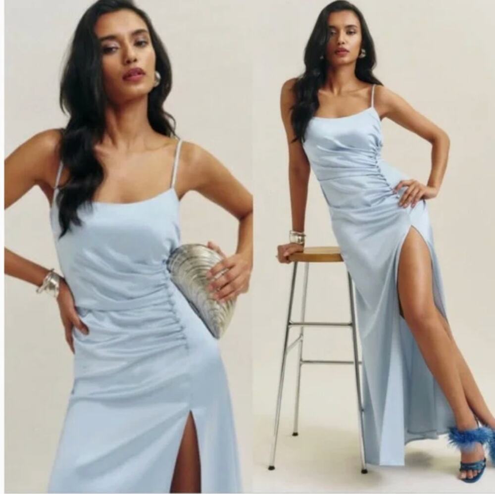 Reformation paisley satin dress mineral
